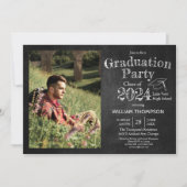Invitation Chalkboard High School Photo Graduation Party (Devant)