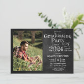 Invitation Chalkboard High School Photo Graduation Party (Debout devant)