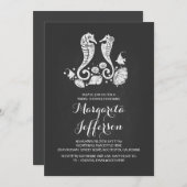 Invitation Chalkboard hippocams plage nuptiale douche invitat (Devant / Derrière)