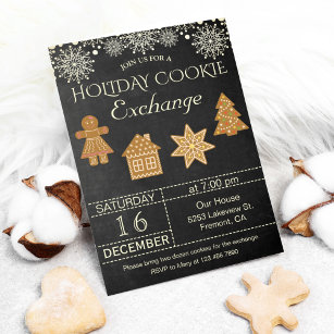 Invitation Chalkboard Holiday Cookie Exchange Party Invitatio