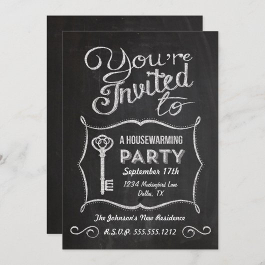 Invitation Chalkboard House (Devant / Derrière)