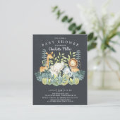 Invitation Chalkboard Jungle Animaux Baby shower neutre (Debout devant)