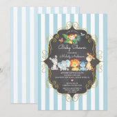 Invitation Chalkboard Jungle Animaux Baby showers garçons (Devant / Derrière)