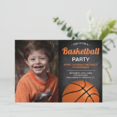 Invitation Chalkboard Kids Basketball Anniversaire Photo (Debout devant)
