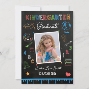 Invitation Chalkboard Kindergarten Graduation Photo