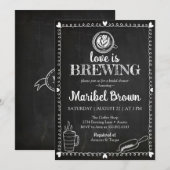 Invitation Chalkboard L'amour brasse Fête des mariées Café (Devant / Derrière)