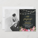 Invitation Chalkboard & Lights Photo 50e anniversaire du Mari<br><div class="desc">Célébrez votre journée spéciale avec cette invitation personnalisée mariage photo anniversaire. Ce design présente une belle typographie "shhh... c'est une surprise" et des lumières à cordes sur un arrière - plan de tableau noir. Remplacez l'exemple de photo par votre propre photo. D'autres invitations mariages pour l'anniversaire et des fournitures de...</div>