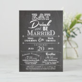 Invitation Chalkboard Manger Boire et être marié Mariage (Debout devant)