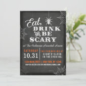 Invitation Chalkboard Mangez Boire et soyez effrayant Hallowe (Debout devant)