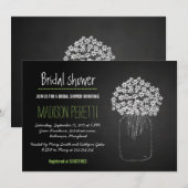 Invitation Chalkboard Mason Jar Flowers Fête des mariées (Devant / Derrière)