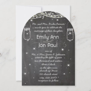 Invitation ChalkBoard Mason Jar Mariage Stars Garland