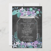 Invitation Chalkboard Mason Jar Purple Floral Fête des mariée (Devant)