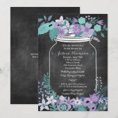 Invitation Chalkboard Mason Jar Purple Floral Fête des mariée (Devant / Derrière)
