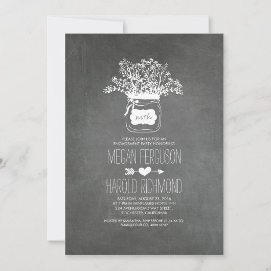 Invitation Chalkboard Mason Jar Rustic Engagement Party (Devant)