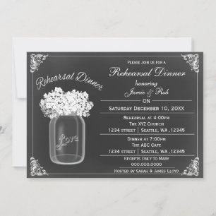 Invitation Chalkboard Mason jarres Mariages de répétition Inv