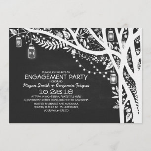 Invitation Chalkboard mât jarres feux d'arbre fête de fiançai