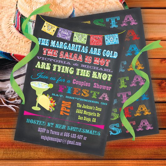 Invitation Chalkboard Mexicain Fiesta Couples SHower