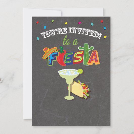 Invitation Chalkboard Mexicaine Fiesta Bachelorette (Dos)