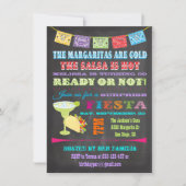 Invitation Chalkboard Mexicaine Fiesta Surprise fête d'annive (Devant)