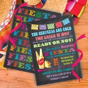 Invitation Chalkboard Mexicaine Fiesta Surprise fête d'annive