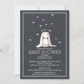 Invitation Chalkboard mignon Ressort rose fille lapin Baby sh (Devant)
