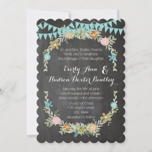Invitation Chalkboard Mint Bund Pennant Mariage Garland