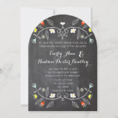 Invitation Chalkboard Mint Orange Floral Garland Mariage (Devant)