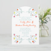 Invitation Chalkboard Mint Orange Rouge Floral Garland Mariag (Debout devant)