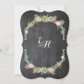 Invitation Chalkboard Mint rose Aqua Floral Garland Mariage (Dos)