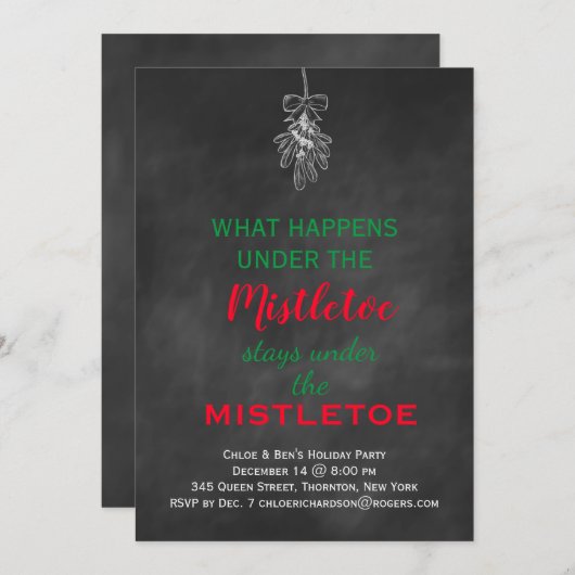 Invitation Chalkboard Mistletoe Fête (Devant / Derrière)