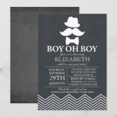 Invitation Chalkboard moderne Baby shower de moustache Little (Devant / Derrière)
