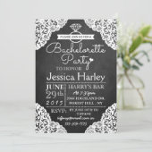 Invitation Chalkboard moderne et Bachelorette en dentelle bla (Debout devant)