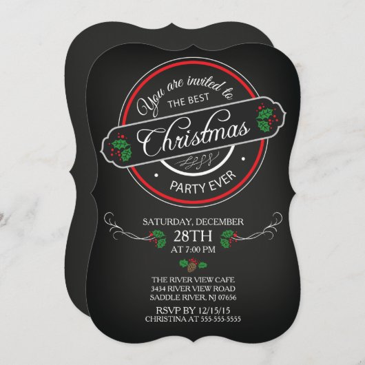 Invitation Chalkboard moderne Meilleure fête de Noël (Devant / Derrière)