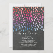 Invitation Chalkboard moderne Raindrops Baby shower neutre (Devant)
