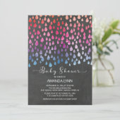 Invitation Chalkboard moderne Raindrops Baby shower neutre (Debout devant)