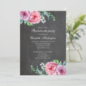 Invitation Chalkboard moderne rose floral bachelortie (Debout devant)