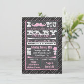 Invitation Chalkboard Mustache Fille Baby shower Party (Debout devant)