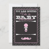 Invitation Chalkboard Mustache Fille Baby shower Party (Dos)
