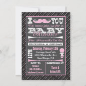 Invitation Chalkboard Mustache Fille Baby shower Party (Devant)