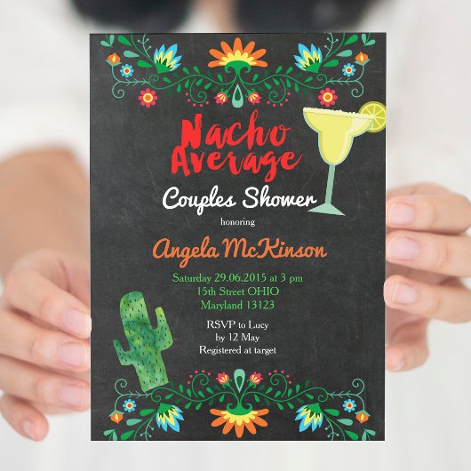Invitation Chalkboard Nacho Moyenne Couple Douche Floral