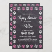 Invitation Chalkboard Nouveau animal rose chien Chien Chien C (Devant / Derrière)