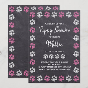 Invitation Chalkboard Nouveau animal rose chien Chien Chien C