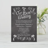 Invitation Chalkboard Palm Tree Beach Mariage (Debout devant)