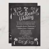 Invitation Chalkboard Palm Tree Beach Mariage (Devant / Derrière)