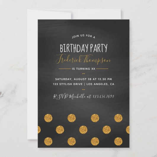 Invitation Chalkboard parties scintillant confetti Anniversai (Devant)