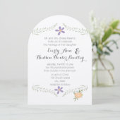 Invitation Chalkboard Peach Lilac Aqua Floral Garland Mariage (Debout devant)