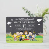 Invitation Chalkboard Peanuts Charlie Brown et Gang Anniversa (Debout devant)