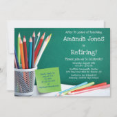 Invitation Chalkboard & Pencil Crayons Enseignant Retraite (Devant)
