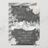 Invitation Chalkboard Penguin Winter Onederland 1er anniversa (Devant / Derrière)