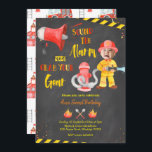 Invitation Chalkboard Petit pompier avec photo<br><div class="desc">Chalkboard Petit pompier Garçon Invitation d'anniversaire avec photo</div>